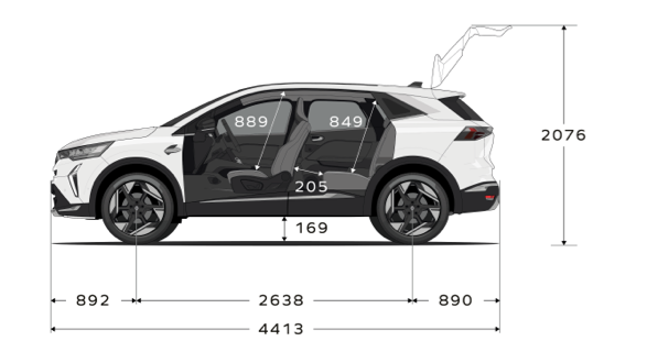 Renault Symbioz afmeting zijaanzicht